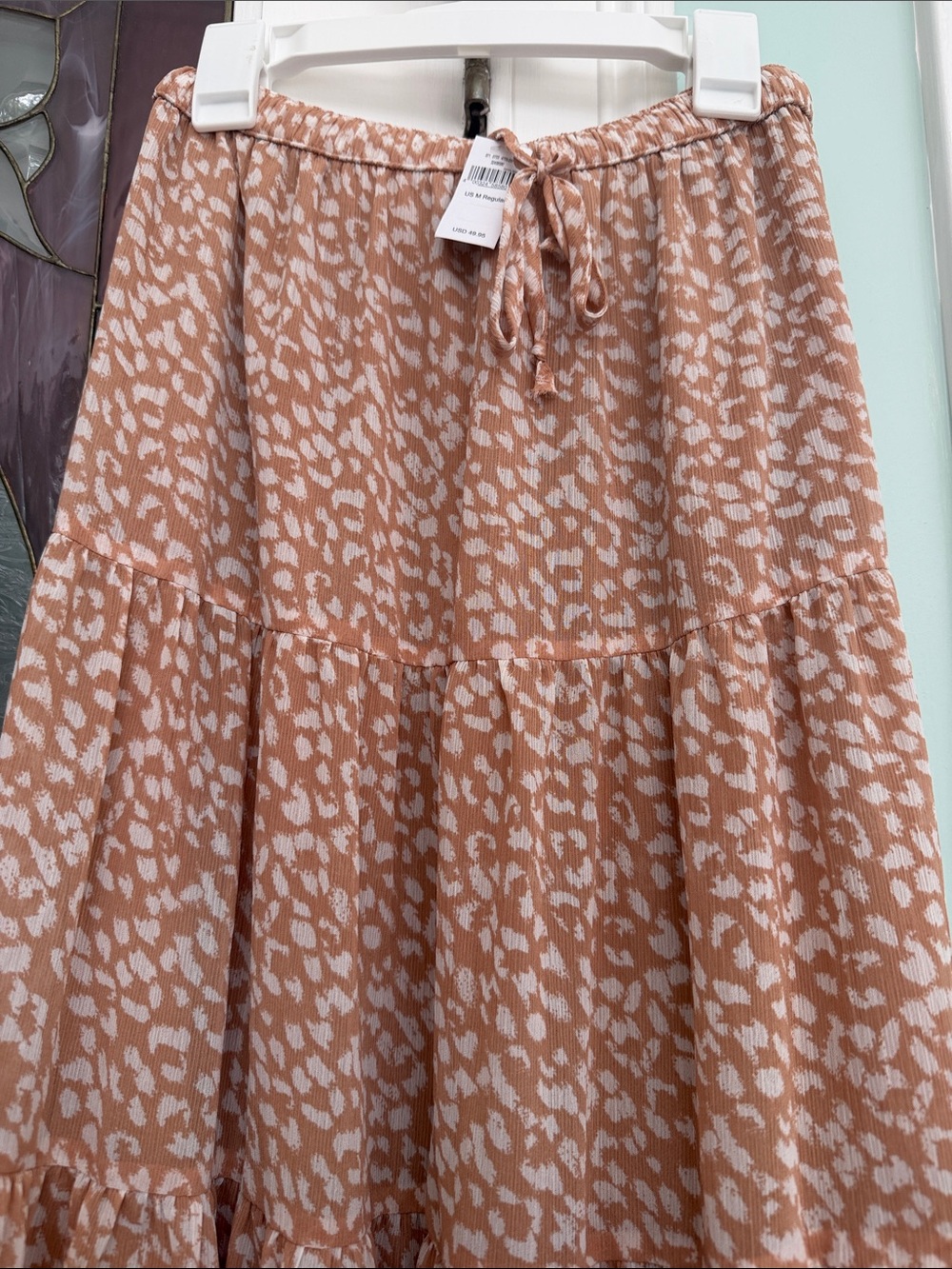 American Eagle Outfitters Peach Printed Tiered Maxi Skirt - Picture 4 of 5